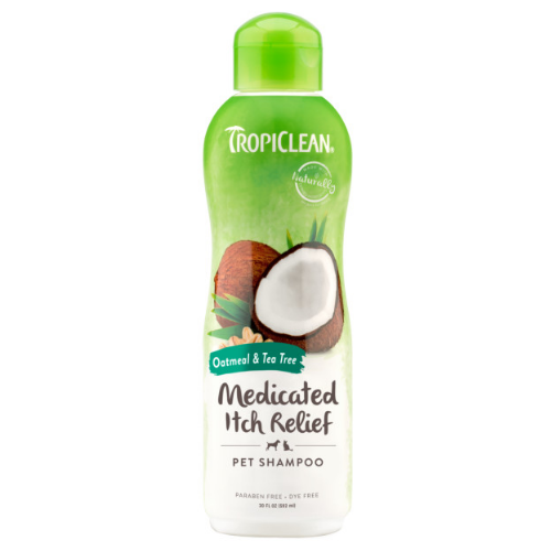 TropiClean Oatmeal & Tea Tree Medicated Itch Relief Shampoo for Pets, 20oz 1